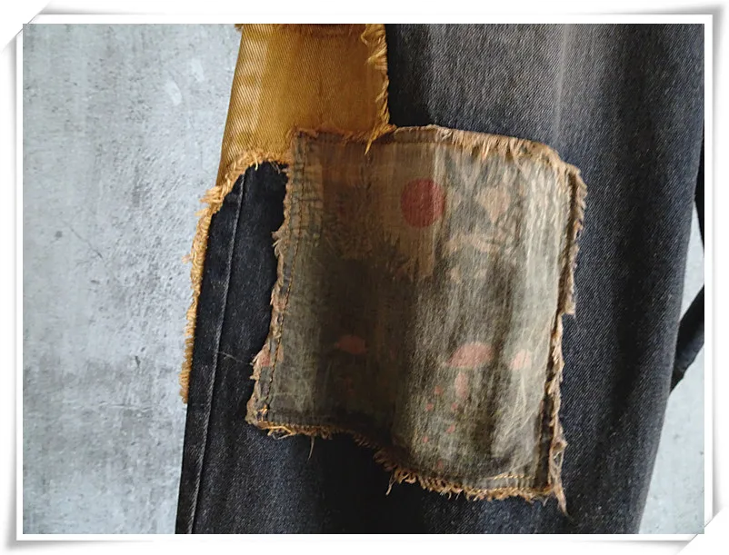 LYUZHE Spring Old Hit Color Spliced Women Pants 2021 Elastic Waist Patchwork Full Length Pants Women Straight Denim Pants QDY017