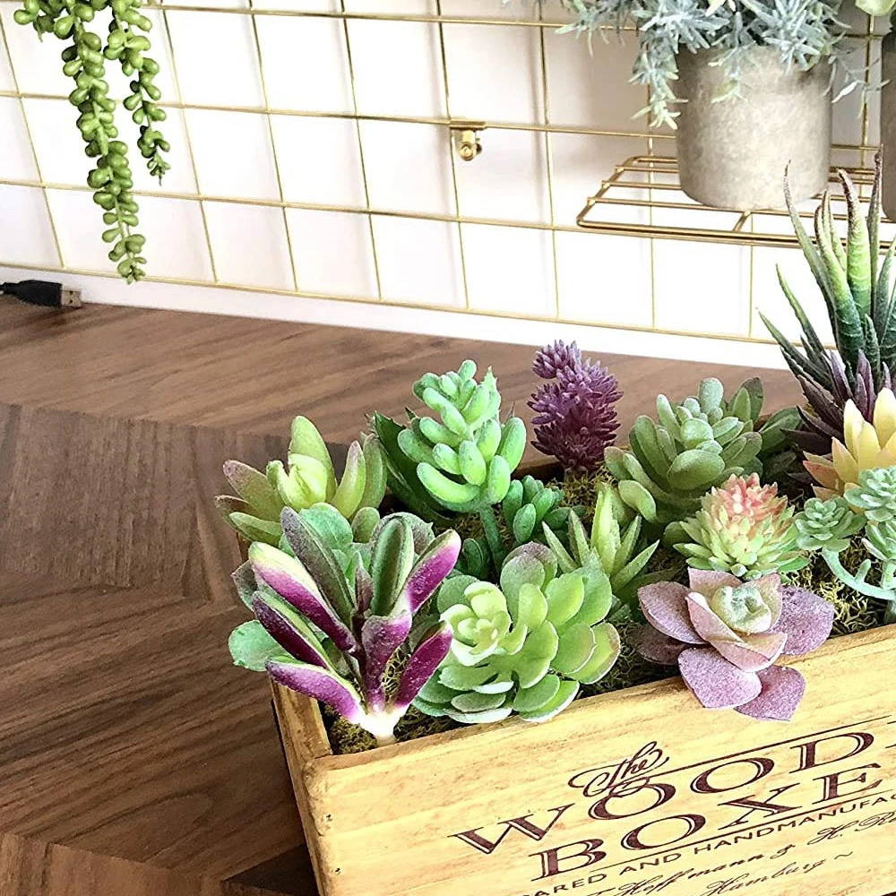 

16 PCS Of Artificial Succulent Mini Fake Flocking Plant Lotus Landscape Decoration Garden Decoration Home Office Desk Decor