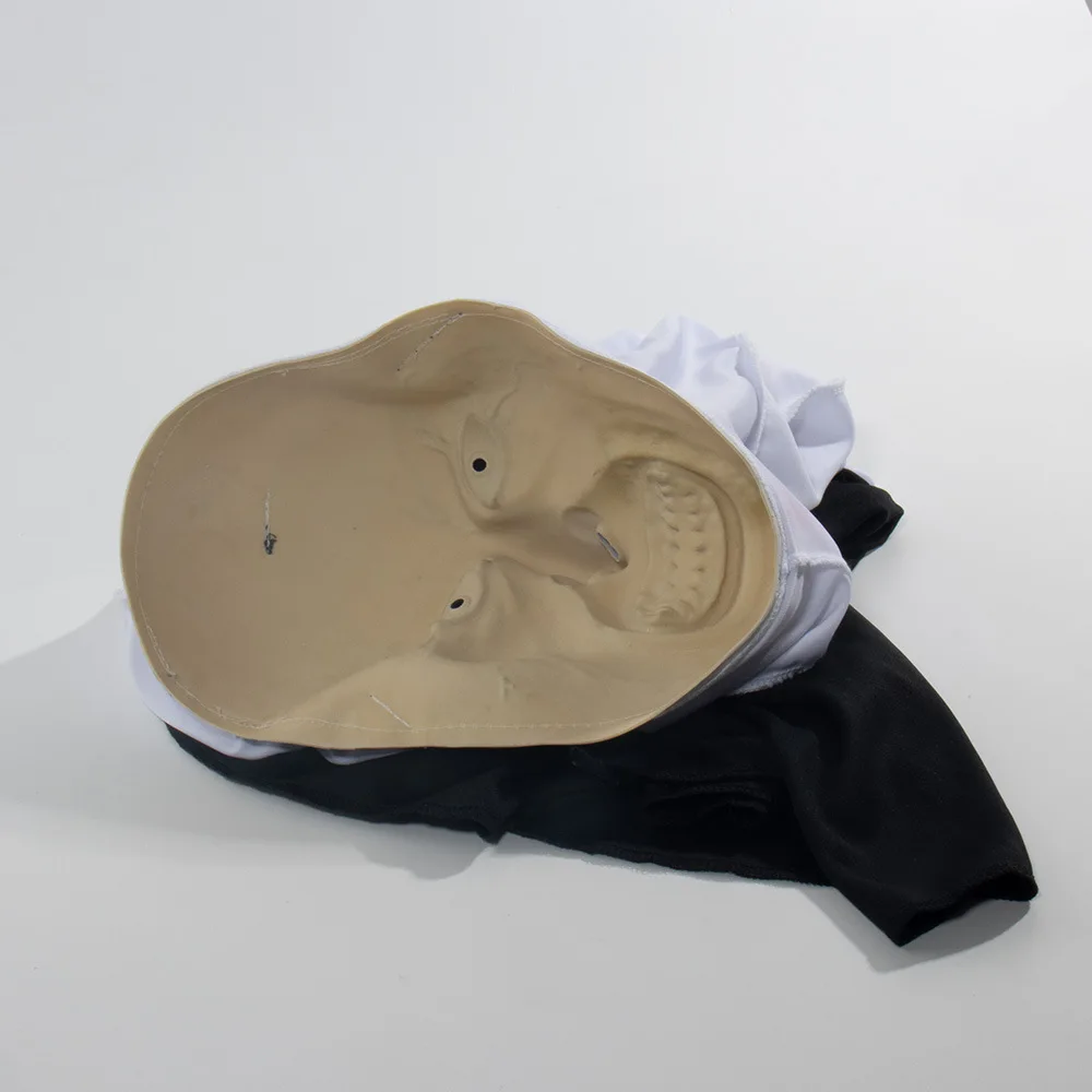 

Horror Face Nun Mask With Headscarf Unisex Grimace Latex Cosplay Masks Halloween Dress Up Party Costume Props