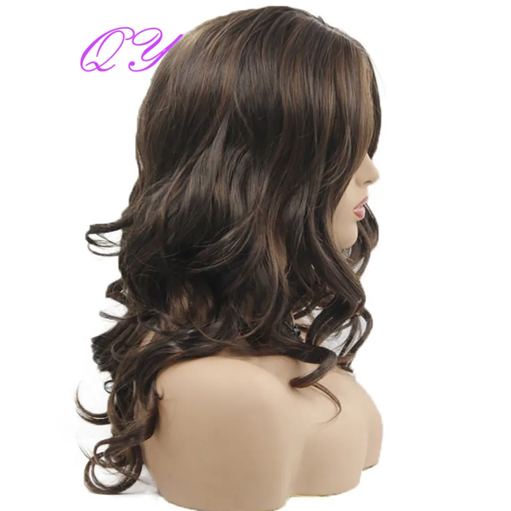 

Synthetic Wave Wig 24 Inches Brown Wavy Middle Part Hair Wigs For Women Daily Use