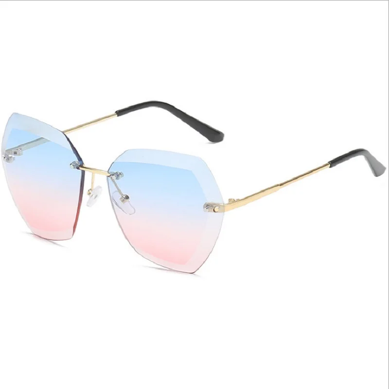 

New Oversized Rimless Square Metal Frame Clear Lens Sunglass Women Sun Glasses Vintage Brand Designer Eyewear Shades for Lady