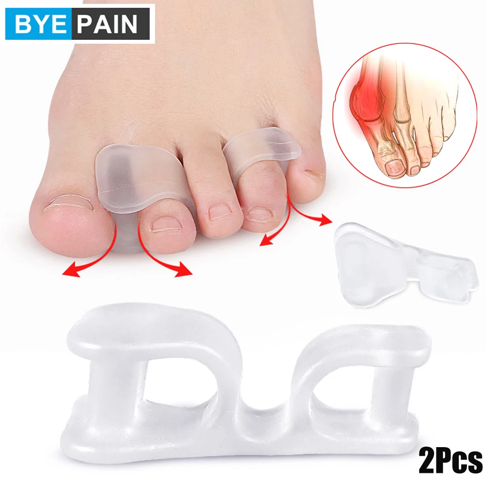 

2Pcs=1Pair Silicone Toe Separator Durable Thumb Eversion Corrector Alleviate Pain Safe Repeated Use Toes Straighteners Feet Care