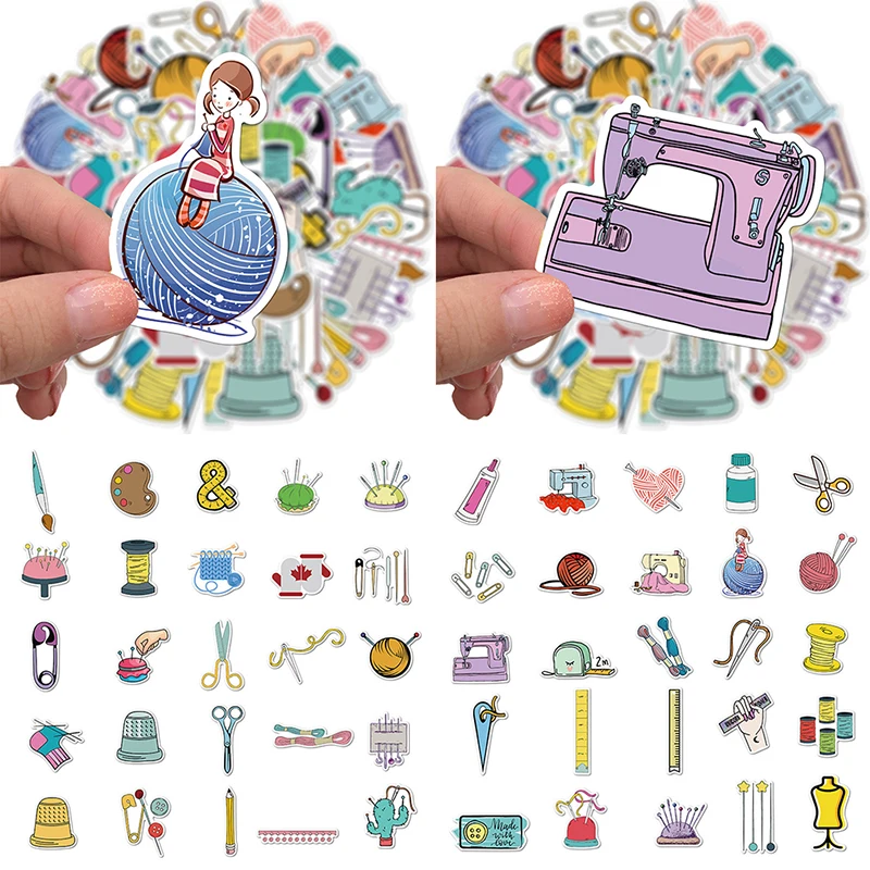 

50 PCS Cartoon Sewing machine Waterproof Sticker DIY Suitcase Graffiti Sticker