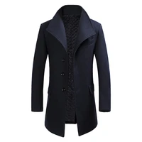 men mid length slim fit woolen coat with stand collar solid color woolen coat casual solid coat men jacket style blends s 4xl