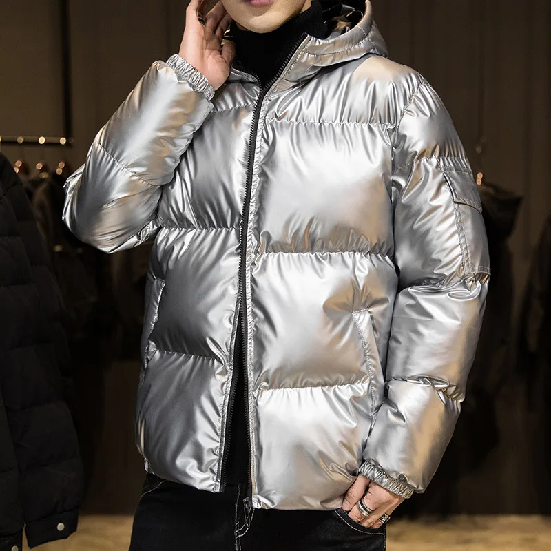 2020Men's Jacket Autumn and Winter Men's Bright Face Tide Brand Down Cotton Jacket Men's Casual Thickened Warm Hooded Jacket 4XL