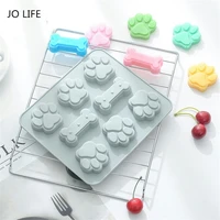jo life silicone mold catlike footprint bones kitchen soap mold cookie pudding jelly cat paw cake moulds