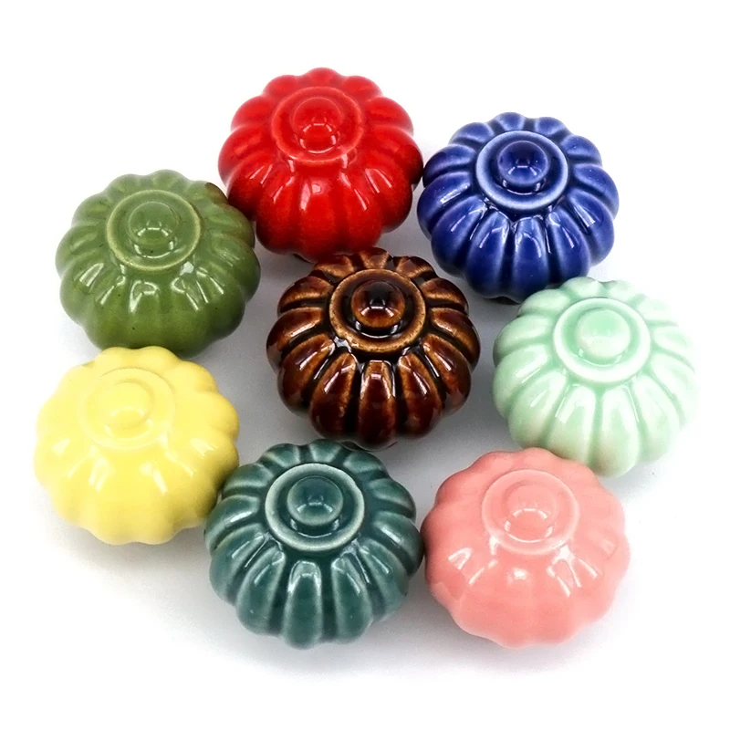 

1PC Dia 34mm Ceramic pumpkin Kitchen Cabinet Drawer Knobs Wardrobe Porcelain Handles Kids Bedroom Cupboard Knobs Dresser Pulls