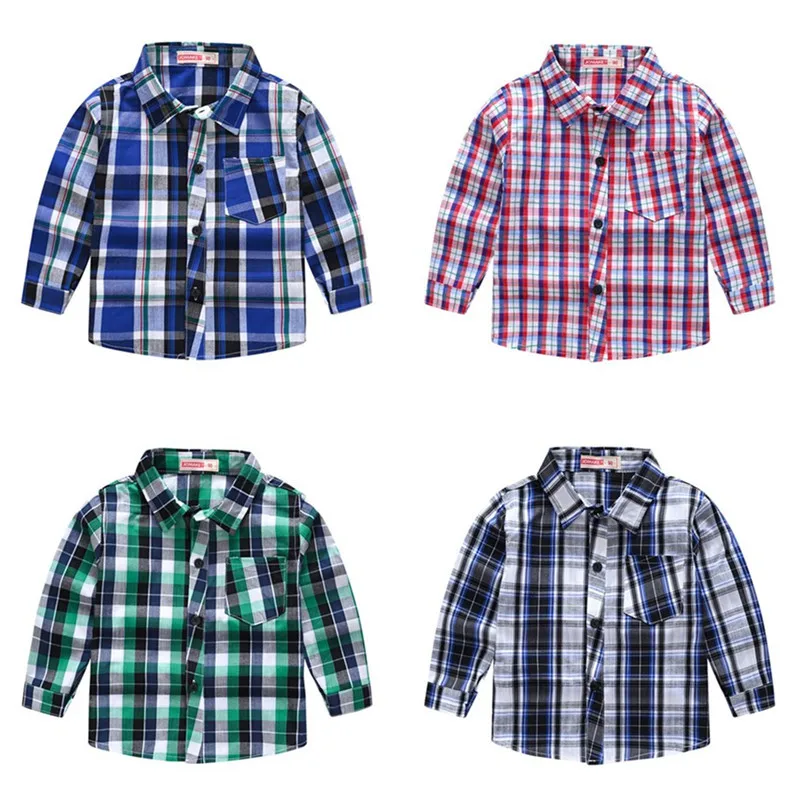 

2-7Y Spring Autumn Classic Boy Plaid Shirts Long Sleeve Kids School Clothes Casual Children Clothing Top Boys Shirt Cottonc Soft