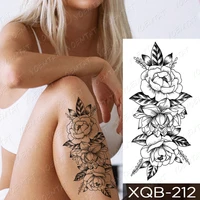 waterproof temporary tattoo sticker line rose peony snake flash tattoos simple flowers body art arm fake sleeve tatoo women