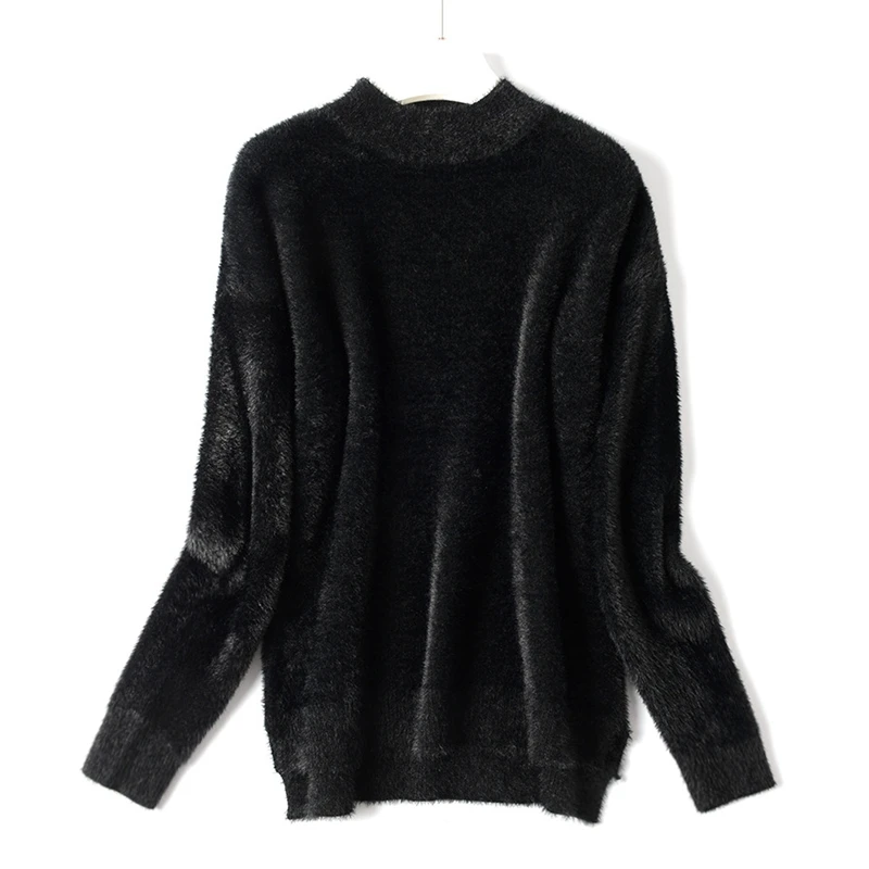 Женская трикотажная водолазка GIGOGOU бежевая теплая с высоким низким подолом