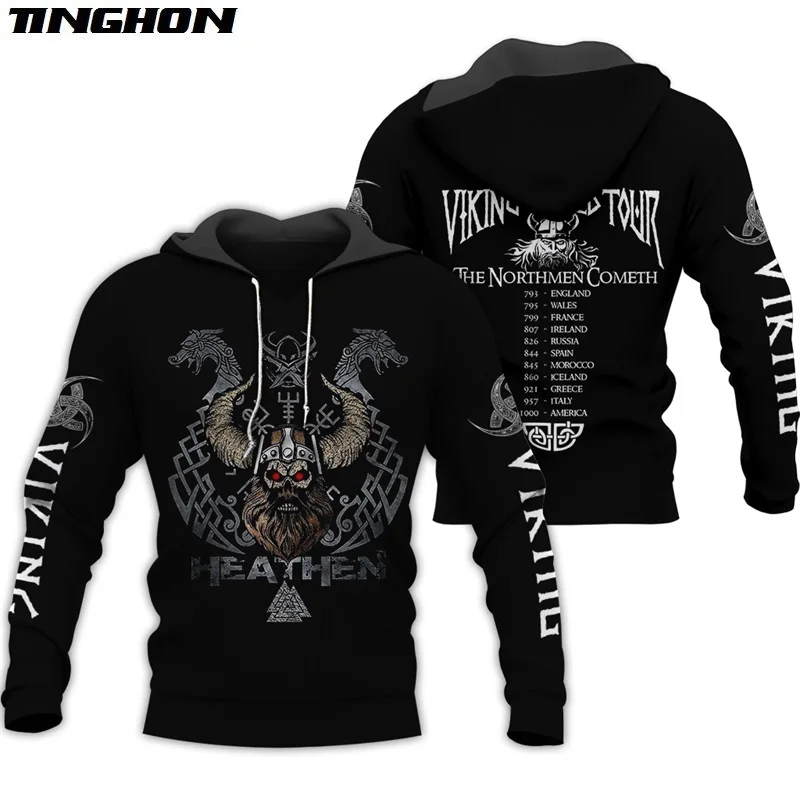 XS 7XL Viking Татуировка воина 3D рубашки с принтом повседневные Принт