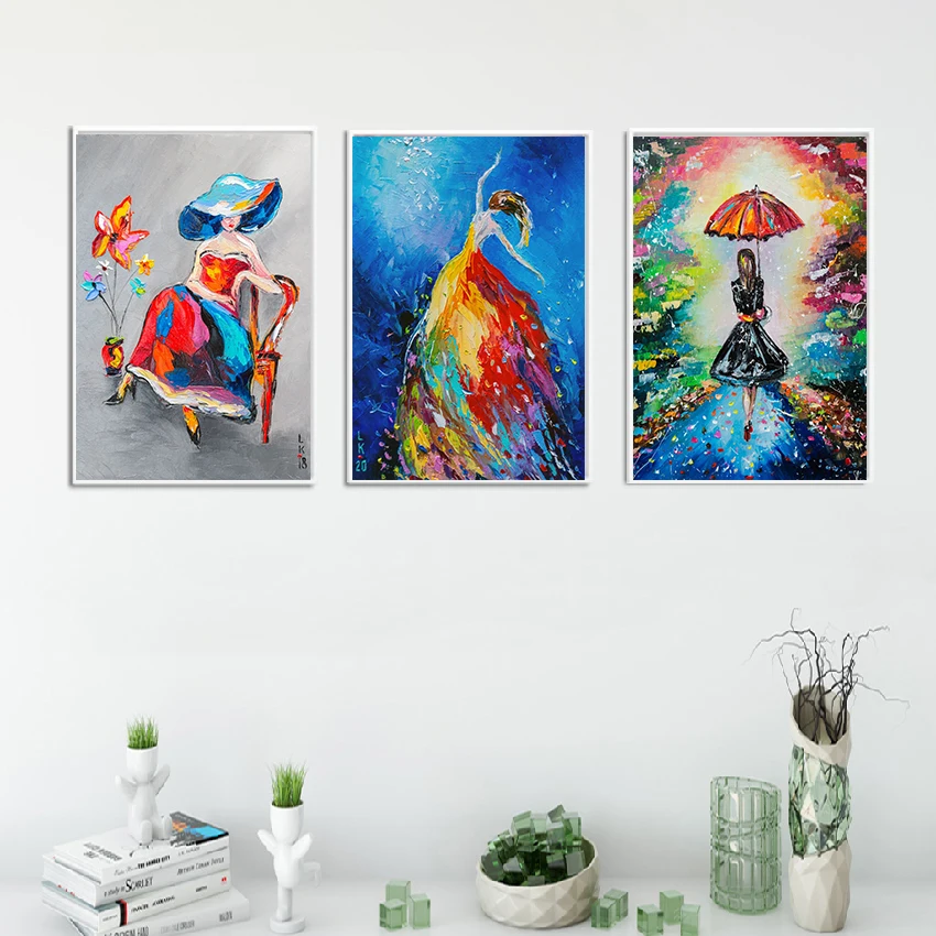 

Watercolor Girls Dancing Canvas Oil Paintings Posters and Prints Abstract Modern Wall Art for Living Bedroom Home Decor No Frame