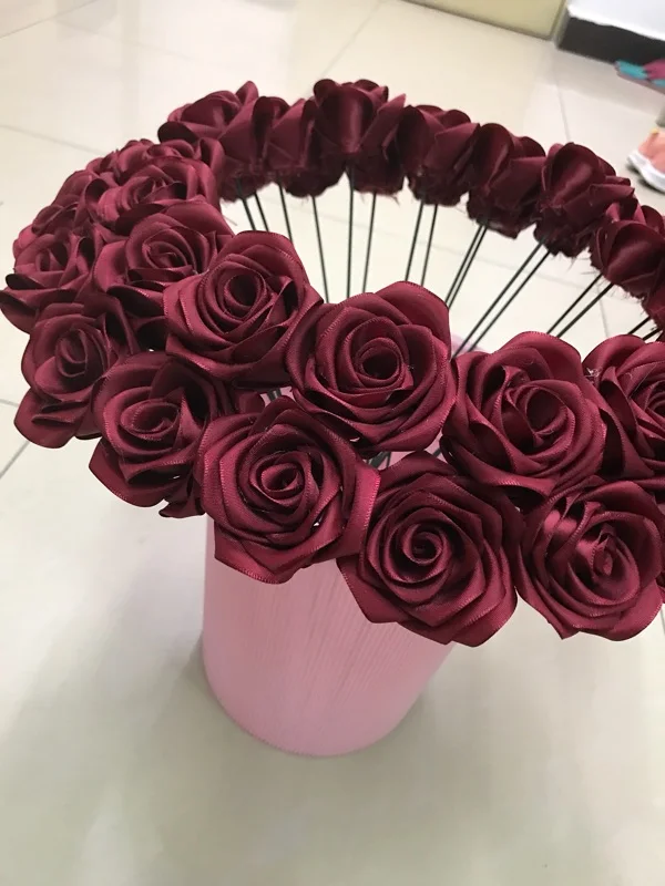 Бордовые шелковые атласные ленты 22 метра/рулон DIY ремесла ткань Рождество