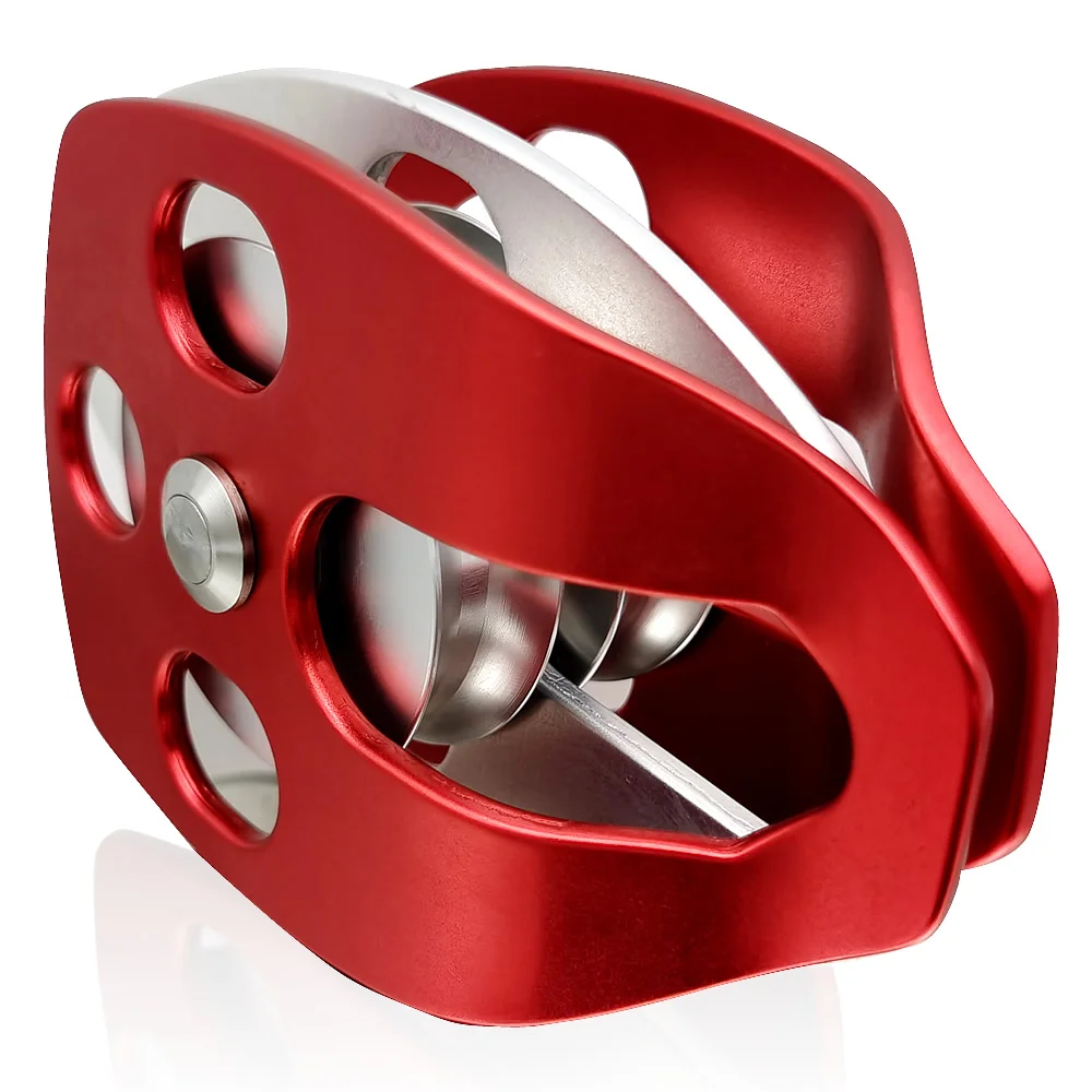 25KN Ball Bearing Double Swing Pulley for Hauling System Rock Climbing Caving Rappelling Rescue Dragging Caving Rescue Sheaves