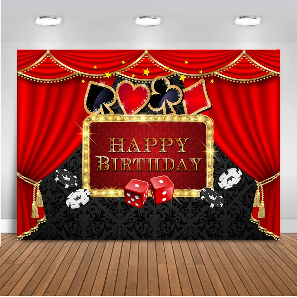 Фон для студийной фотосъемки в честь Дня Рождения казино покера Лас Вегасе|Фон