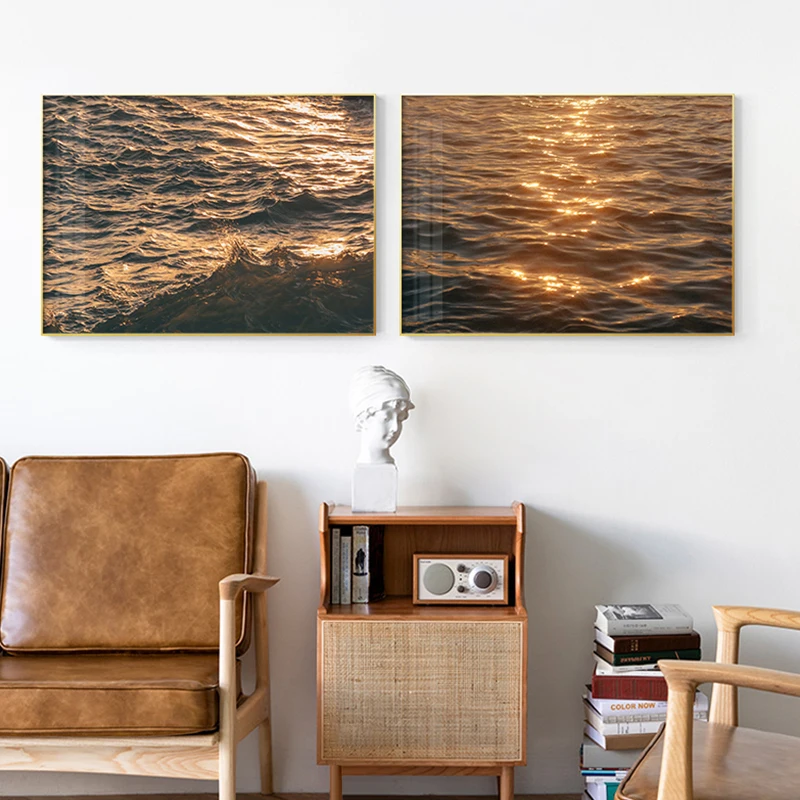 Скандинавский морской пейзаж солнечная волна абстрактный постер скандинавский