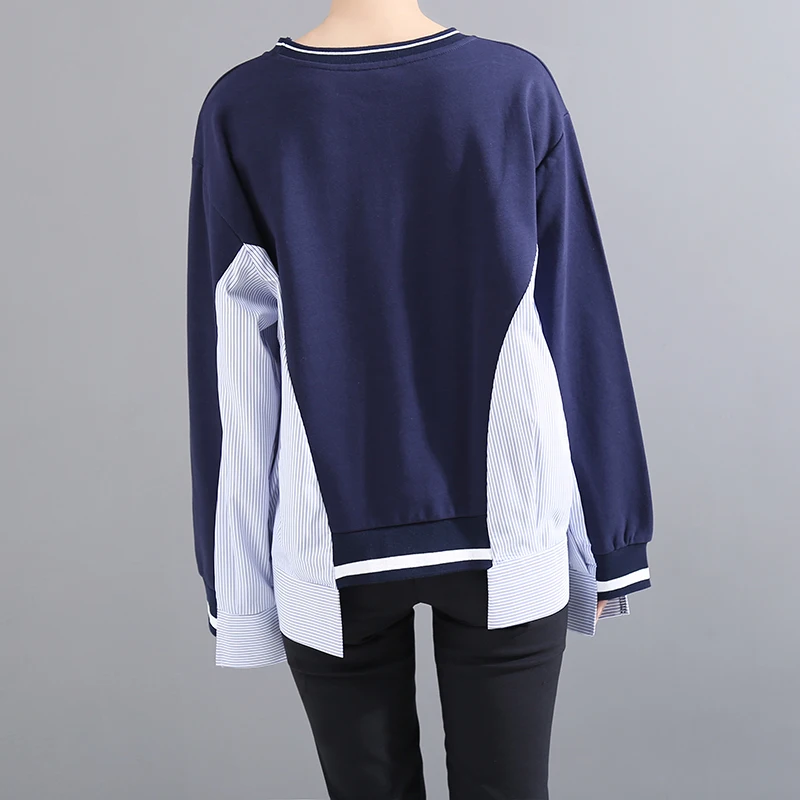 * Новинка 2019 корейский стиль женский модный синий пуловер толстовка рубашка