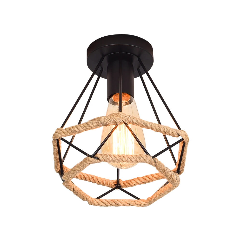 Промышленный винтажный подвесной светильник s с пеньковой веревкой Ретро