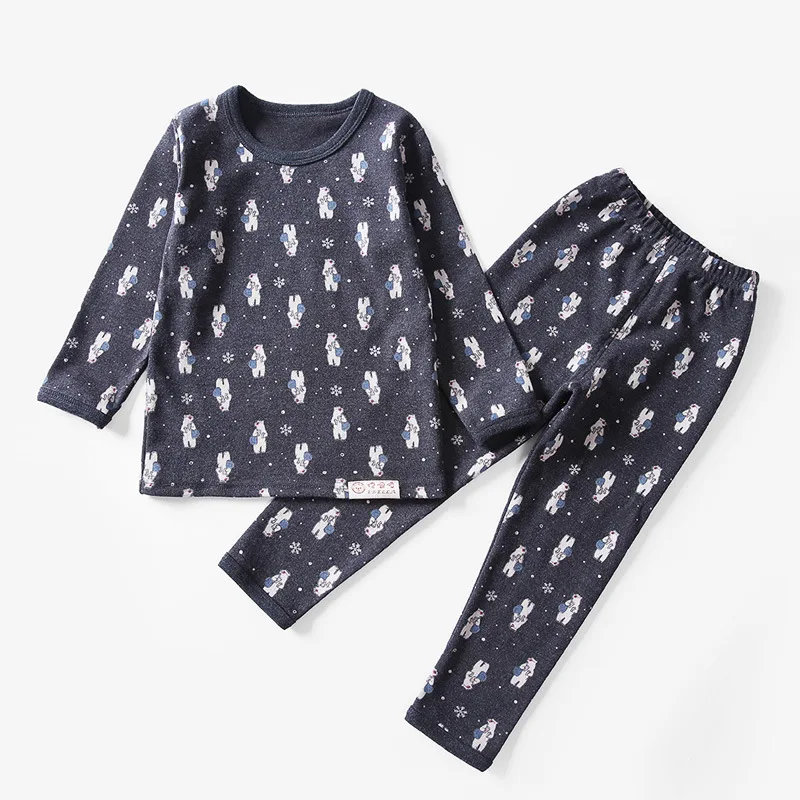 

Autumn Winter New Children 2PCS Pajamas Set Girl Cotton Thicken Sleepwear Boy Casual Warm Home Wear Cute Cartoon Print Nightwear