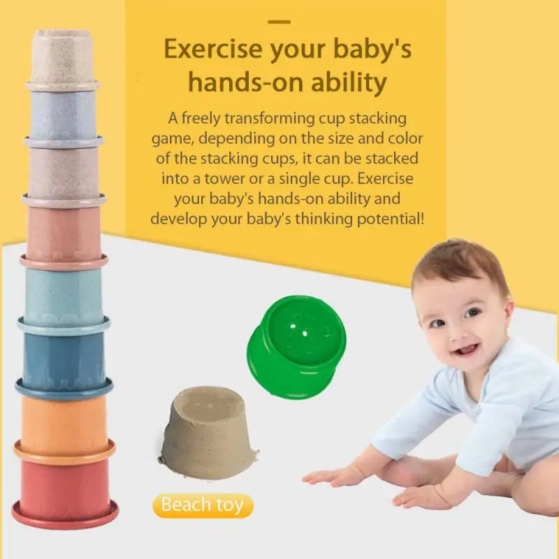 

Baby Toys Stacking Cup Wheat Straw Hourglass Stacking Cups Stacking Ring Tower Toy Early Educational Toy Children Birthday Gife
