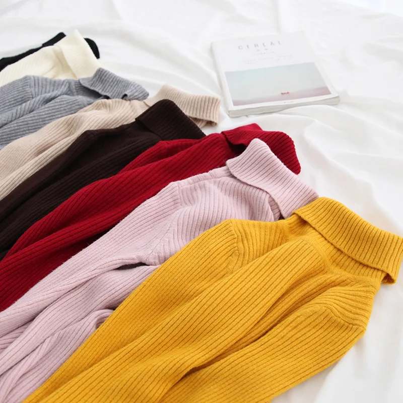 Осенний женский базовый свитер водолазка Женский Повседневный вязаный пуловер