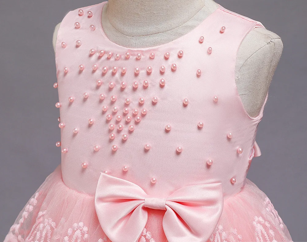 

Girls Dress Elegant Princess Children Party Dress Flower Girl Dress For Weddings Communion Dresses Zipper Bow Kids Party Gowns