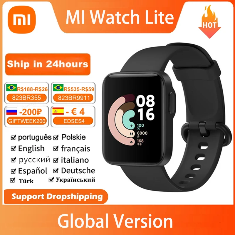 

Global Version Xiaomi Mi Watch Lite 1.4 Inch Touch Screen GPS Heart Rate Fitness Tracker 5ATM Waterproof Alarm Sport Smart Watch