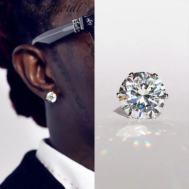 ЦИРКОНИЕВЫЕ серьги-гвоздики с кристаллом AAA в стиле панк гипоаллергенные модные