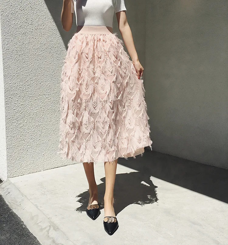 Женские юбки в повседневном стиле до середины икры ампир цельный узор