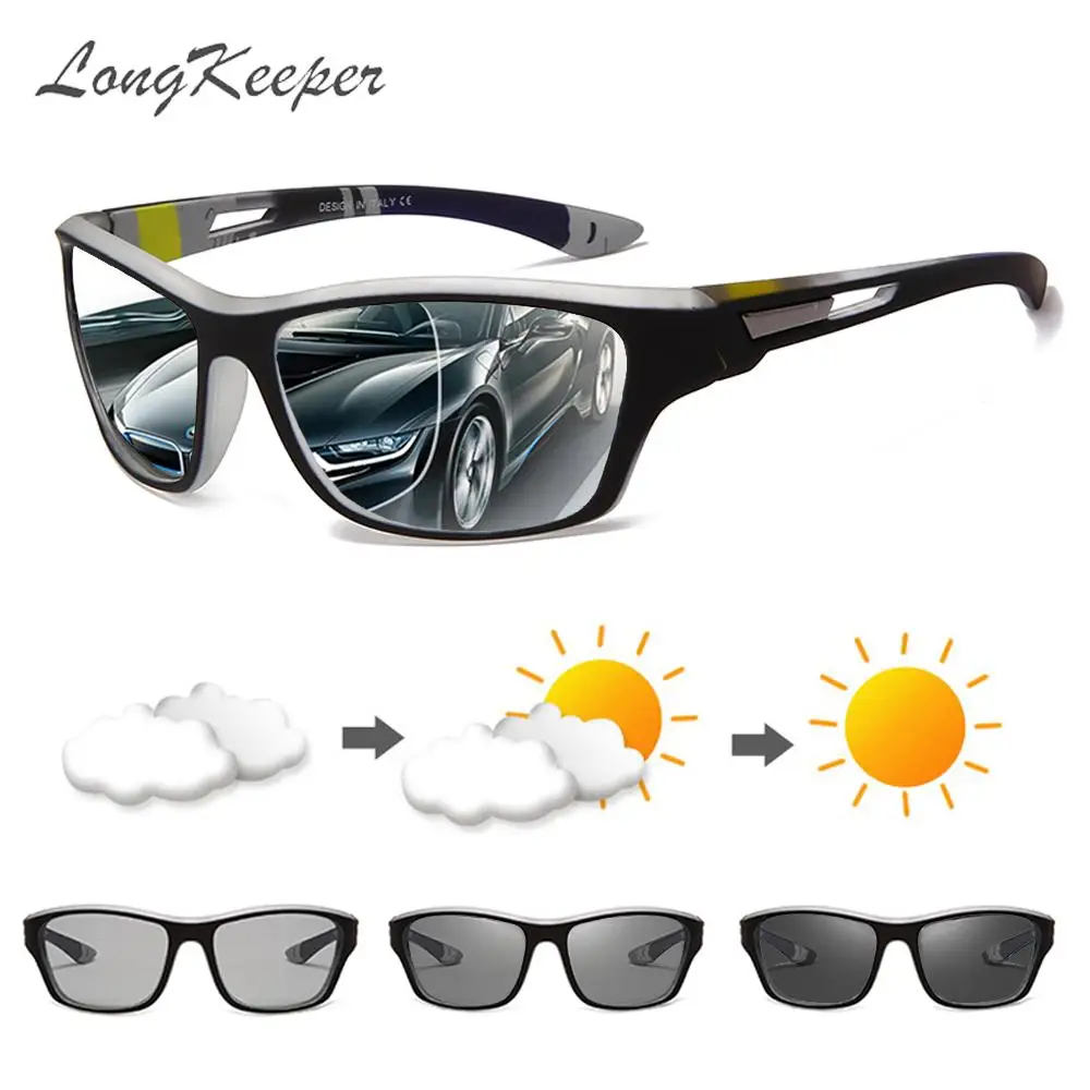 

LongKeeper Photochromic Sunglasses With Polarized Lens Men's Sport Sun Glasses Driving Gafas De Sol UV400 Color Change