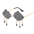 Очки солнцезащитные женские круглые без оправы, Модные Винтажные Роскошные брендовые солнечные очки с бахромой