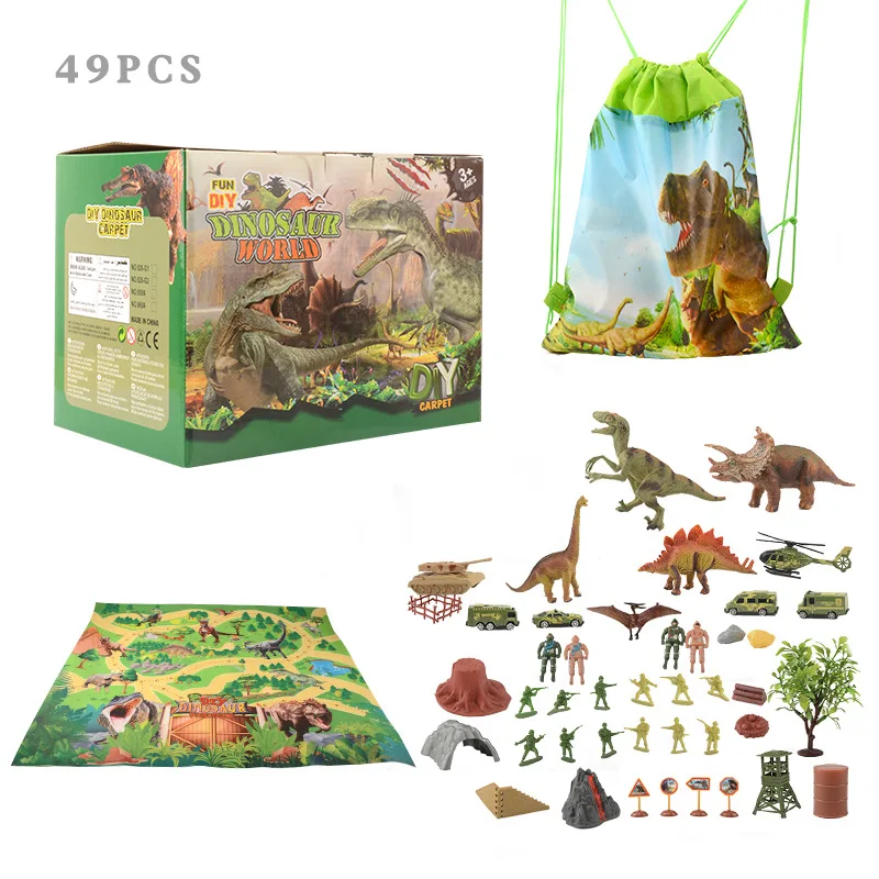 

Модель динозавров 49 шт., игрушка с игровым ковриком, набор животных в джунглях, раскопки динозавров, развивающие реалистичные игрушки для ма...