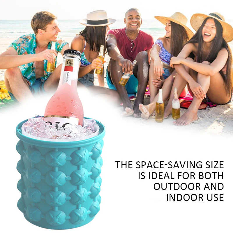 

Portable Summer Ice Maker Silicone Mold Ice Bucket Wine Ice Cooler Space Saving Ice Mold Tray Whiskey Freeze For Kitchen Party