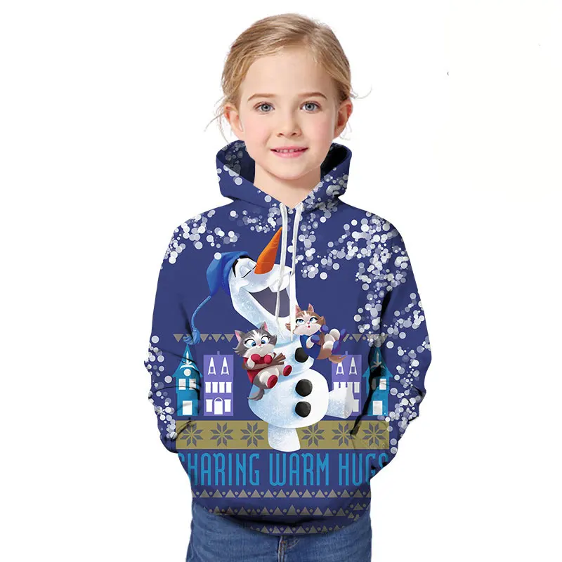 Детская толстовка с 3D принтом снеговика на Рождество зимняя для мальчиков и
