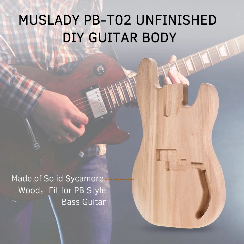 

Необработанный корпус электрогитары Muslady PB-T02, сикамор, деревянный пустой корпус гитары, для петабайтных бас-гитар, запчасти для самостоятел...