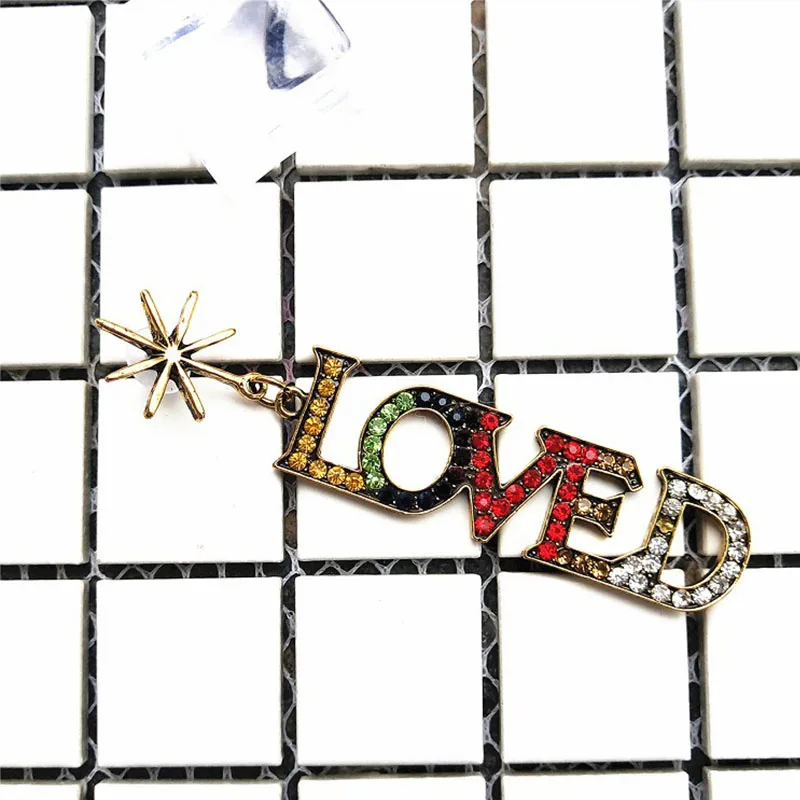 KPOP серьги висячие корейские Bangtan DNA V модные буквы Стразы Kpop из нержавеющей стали |