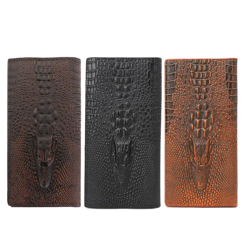 Новый мужской кошелек с объемным рисунком аллигатора двойной держатель для