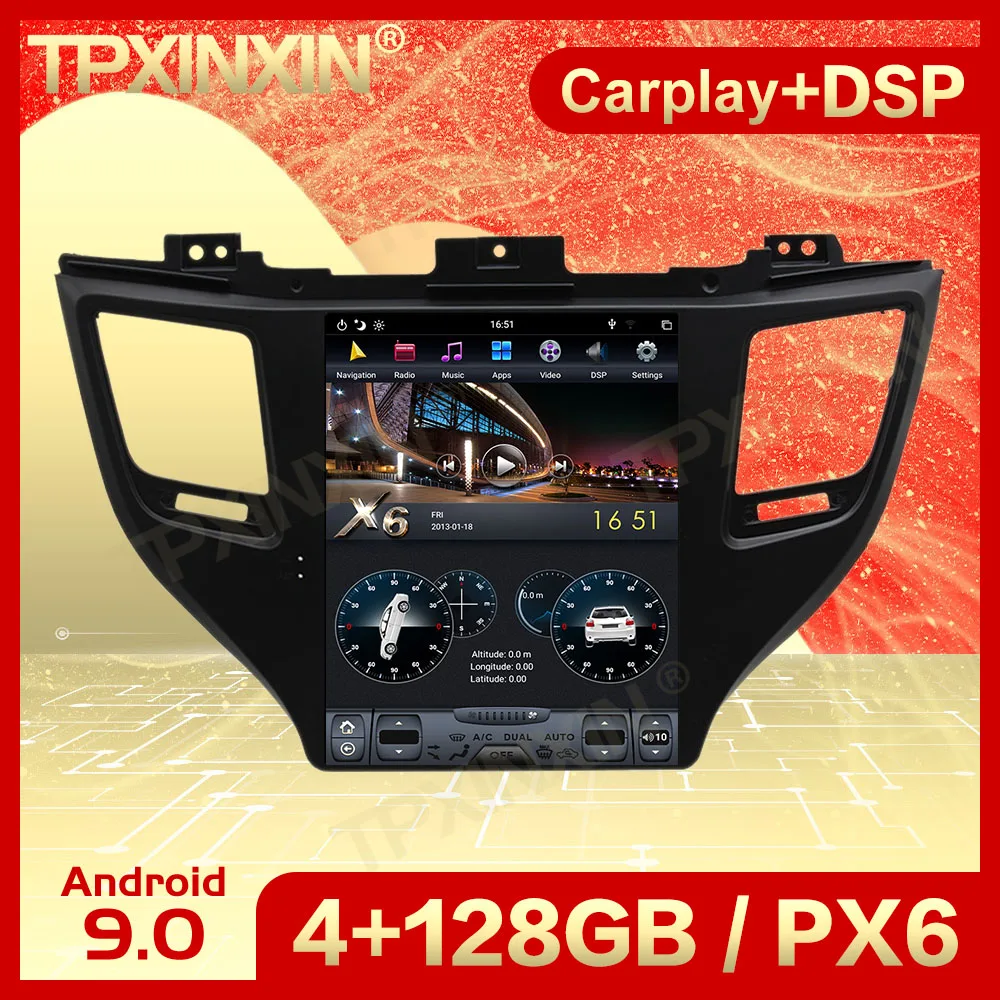 Мультимедийный стерео-проигрыватель Carplay 2 Din Android 9 Tesla для Hyundai Tuscon 2015 2016 2017 2018 2019 BT