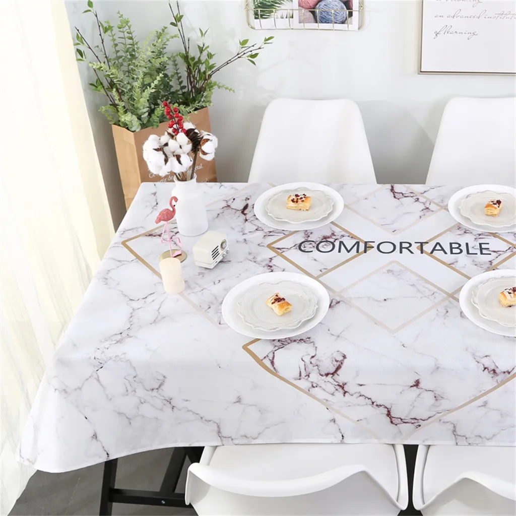 Скатерть с мраморной печатью удобная скатерть водонепроницаемая и маслостойкая