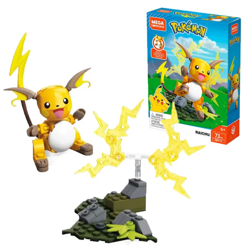 Мега конструктор TAKARA TOMY pokemon figure raichu Pikachu block toy Building Kit (73 шт.) Строительные блоки DIY