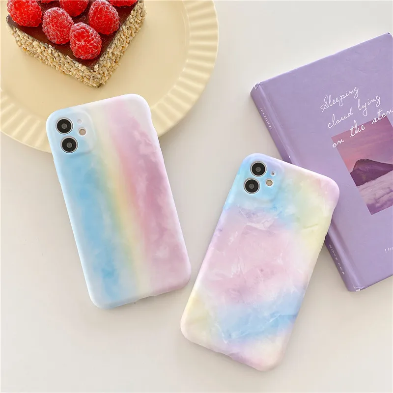 

Luxury Water Painting Rainbow Phone Case For iPhone 11 Pro Max 7 8 Plus SE 2020 X XR XS Max Soft Cute Silicone Cover