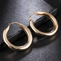 minimalist punk rock hoop earrings thick tube big round circle gold hoop earring hyperbole fashion jewelry for women girls