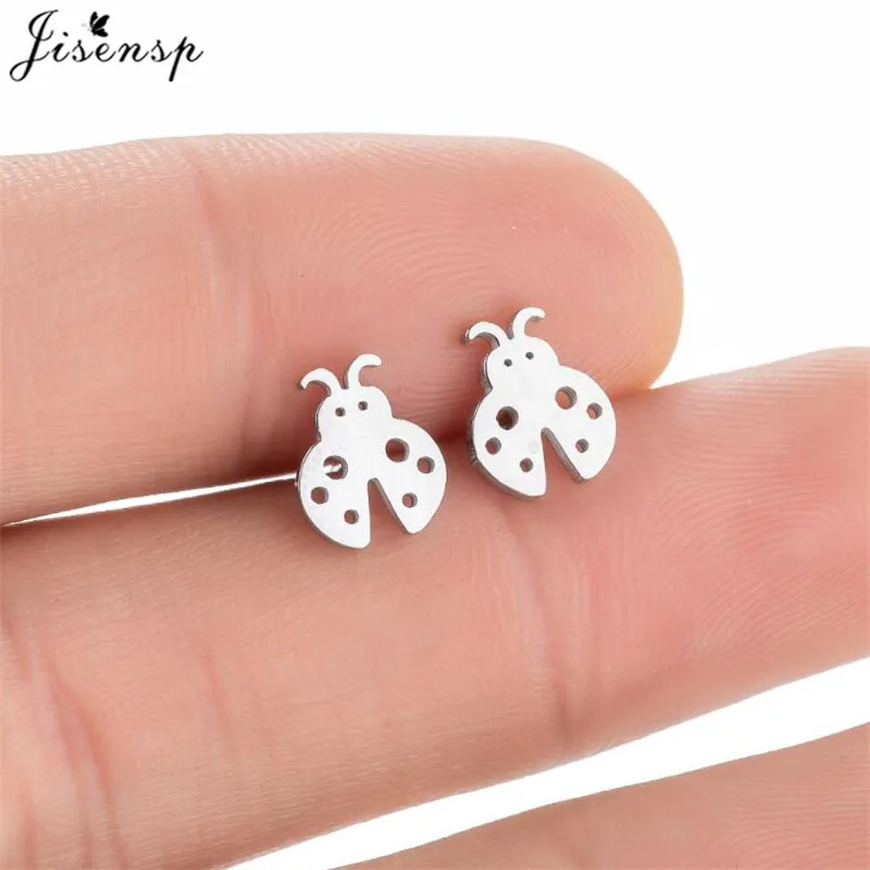 

Stainless Steel Earrings Leaf Women Black Punk Mermaid Apple Face Hexagon Geometric Stud Earring Simple Jewelry Men Pendientes
