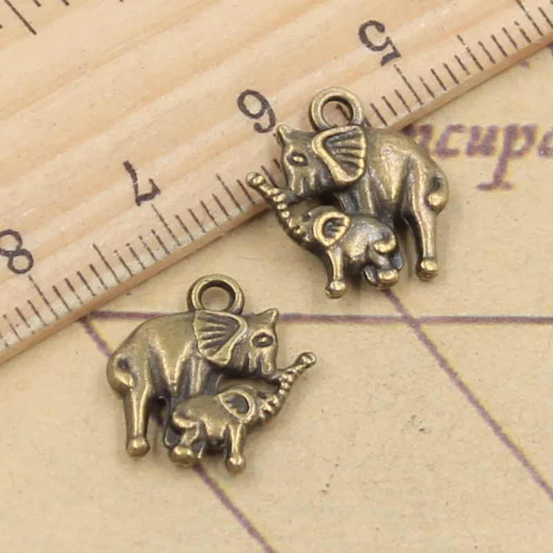 25 шт амулеты Mama & Baby Elephant 16x14 мм тибетские бронзовые серебряные подвески