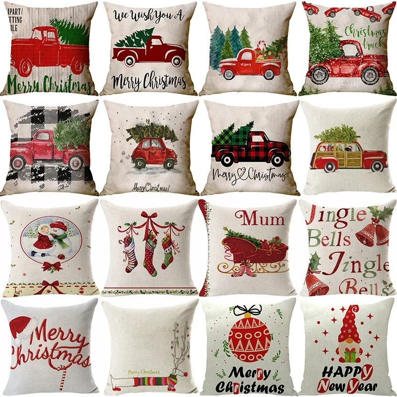 

2021 Nordic Christmas Red Socks Gift Cushion Cover Sofa Office Chair Pillow Case Dormitory Bed Decoration Santa Snowman Pillows