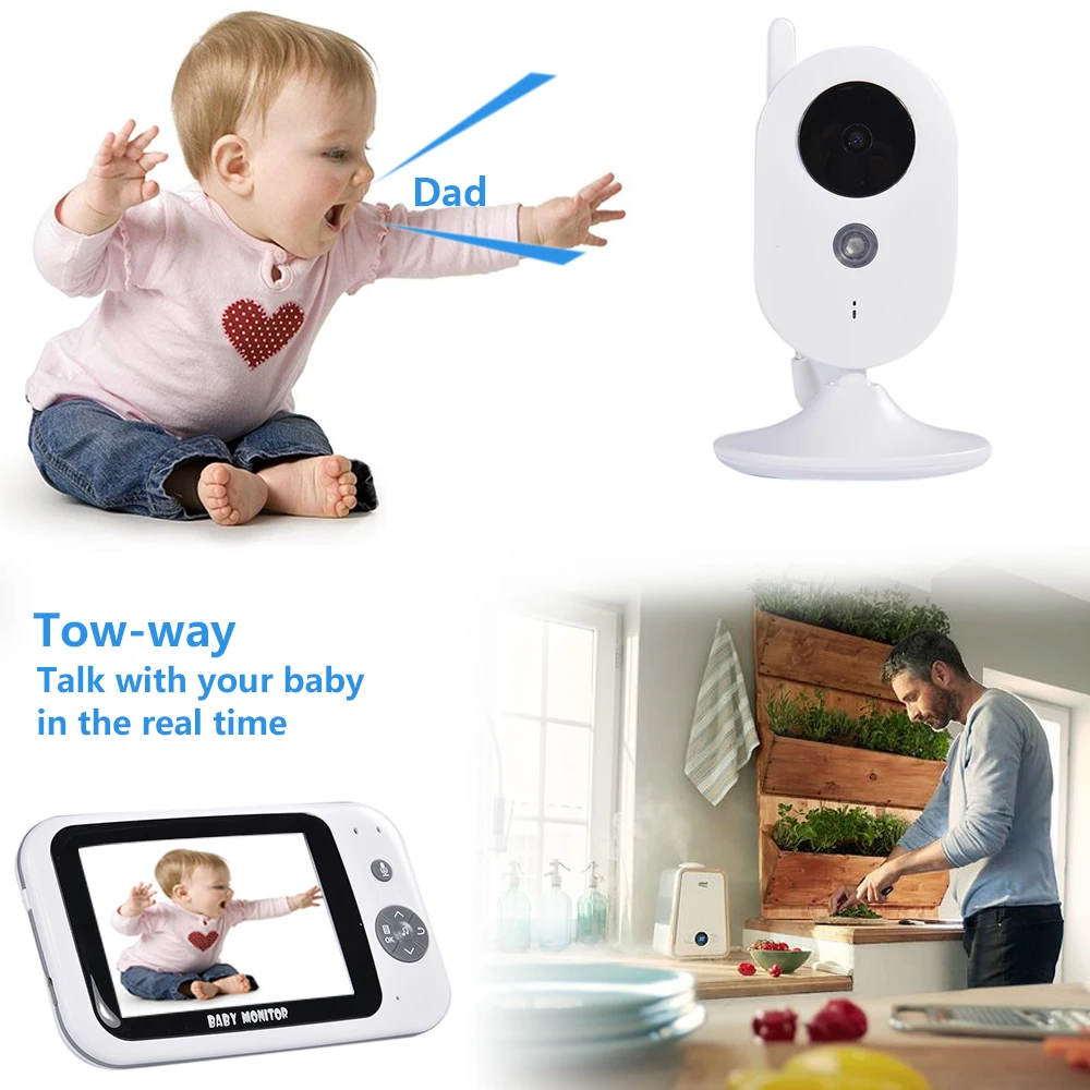 3 5 дюймовый беспроводной цветной видеоняня ЖК-дисплей аудио ИК 24 h портативная