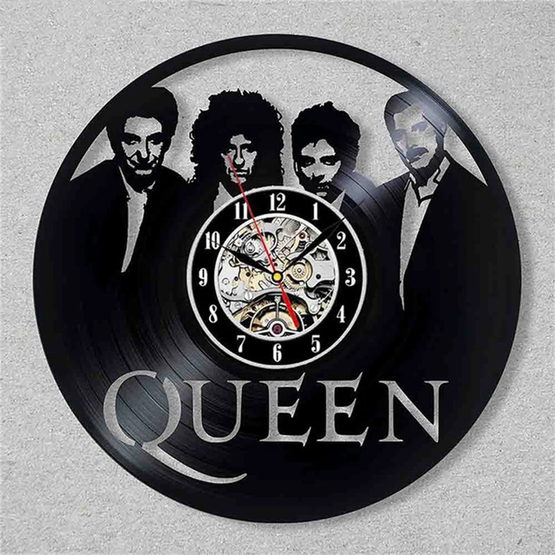 queen rock band wall clock modern design music theme classic vinyl record clocks wall watch art home decor gifts for musician free global shipping