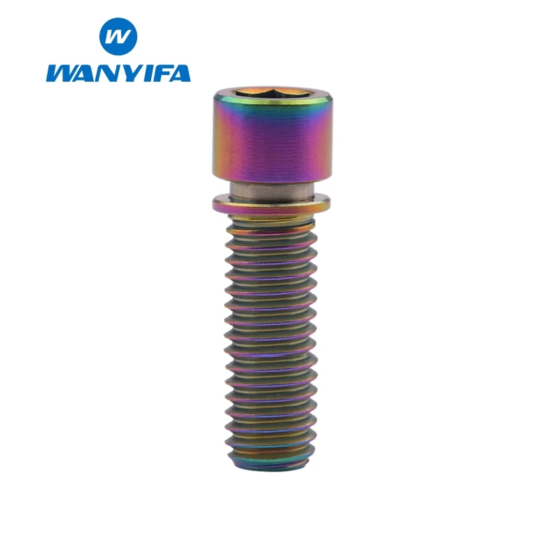 M8x25 Rainbow Wanyifa BMX M8x20mm M8x25mm маленькие клеймо титановые шурупы винт с шайбой для руля велосипеда - Color: M8x25 Rainbow