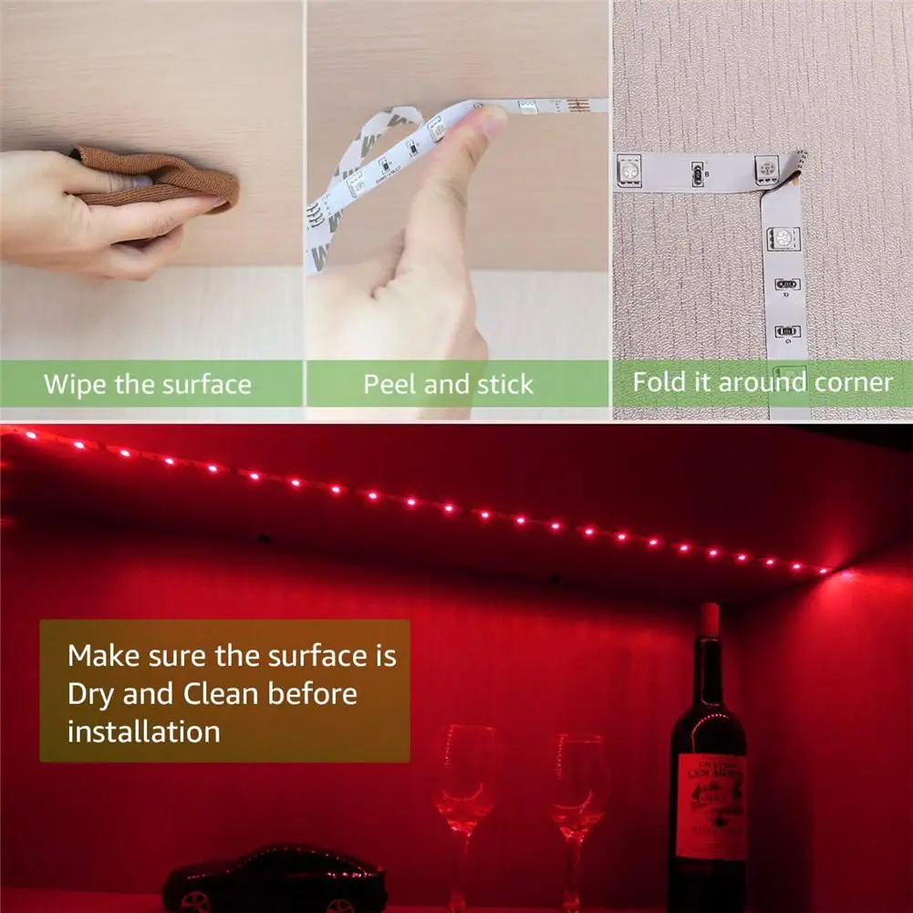 Светодиодная лента RGB 5050 SMD гибкая светодиод 2 м 60 Светодиодный s Лента диод DC 12 В +