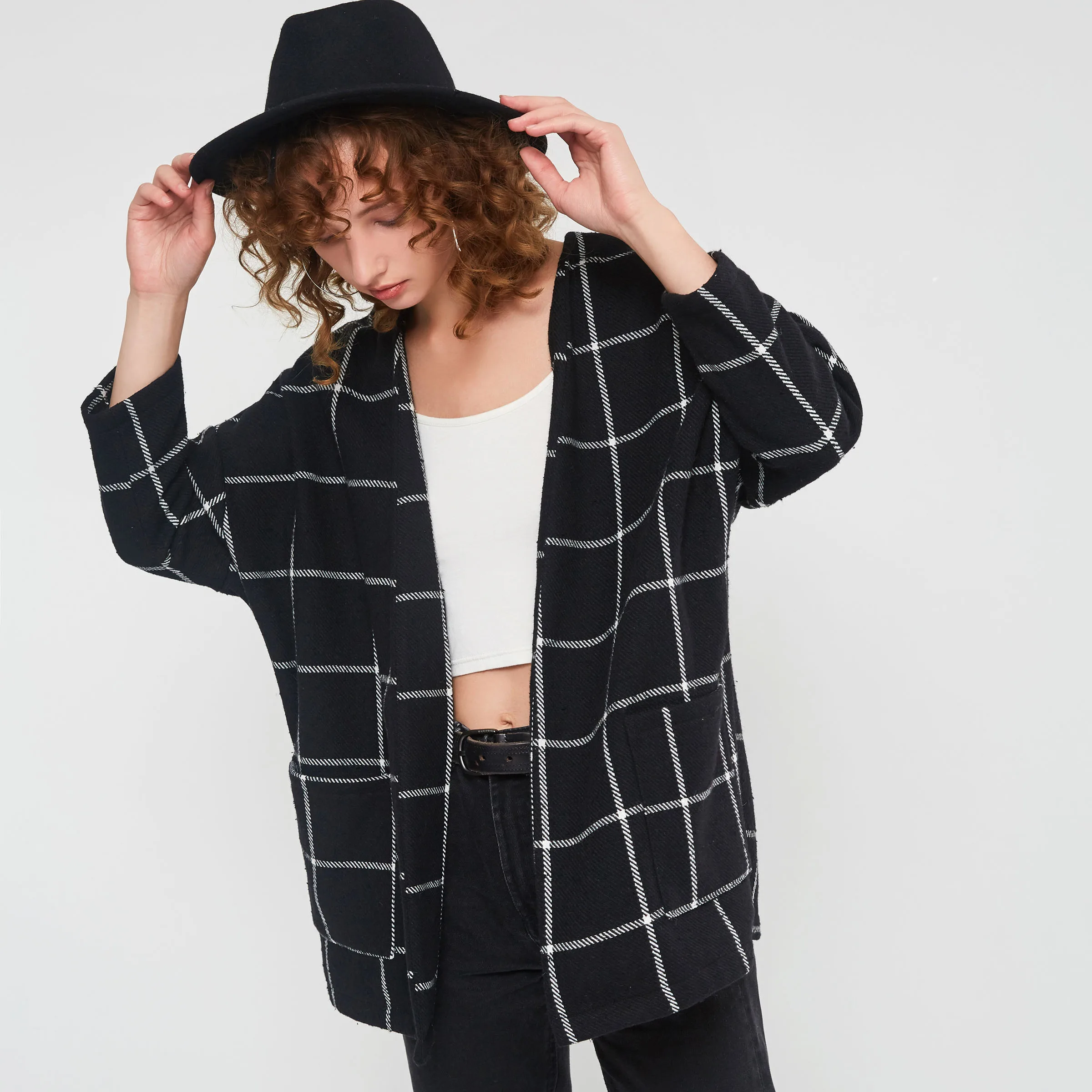 

Women Casual Pocket Knit Cardigan Wrapped Raglan Sleeve Cardie Overcoats Winter Wool Blends Loose Female Fashion Elegant Coats
